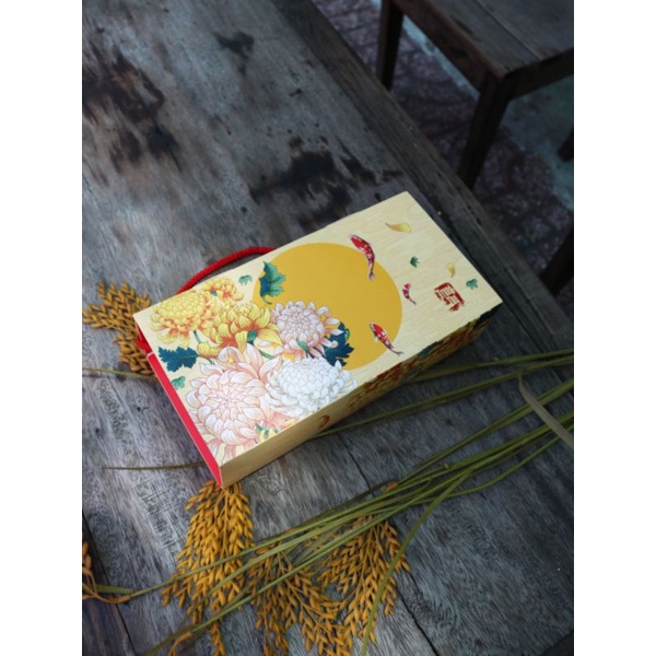 Hộp trung thu 2 bánh ⚡ GIÁ TỐT NHẤT ⚡ hộp đựng bánh trung thu cúc vàng 125g-250g