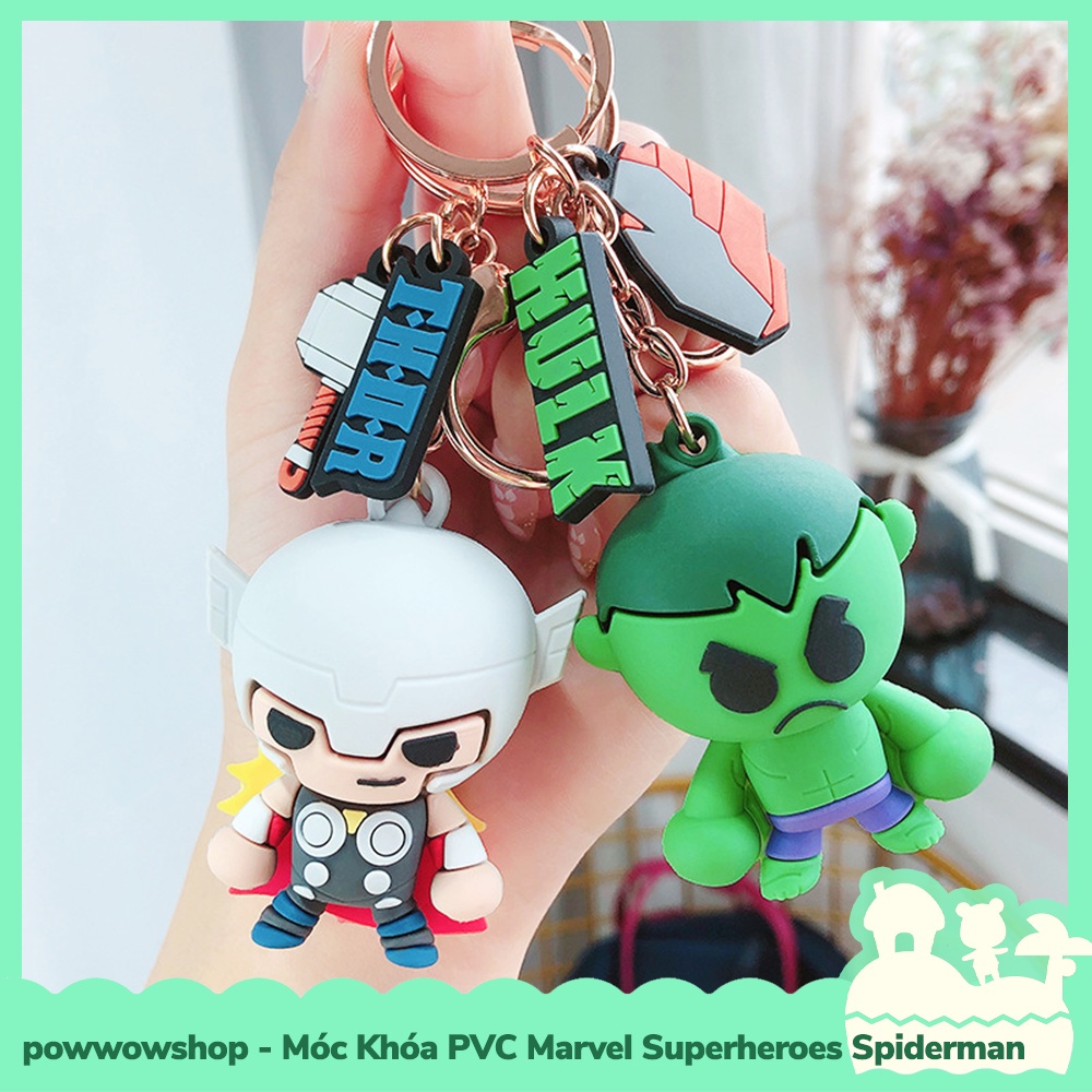 [Sẵn VN - Hỏa Tốc] Móc Khóa PVC Kiểu Dáng Siêu Anh Hùng Marvel Superheroes Spiderman, Thor, Captain, Hulk