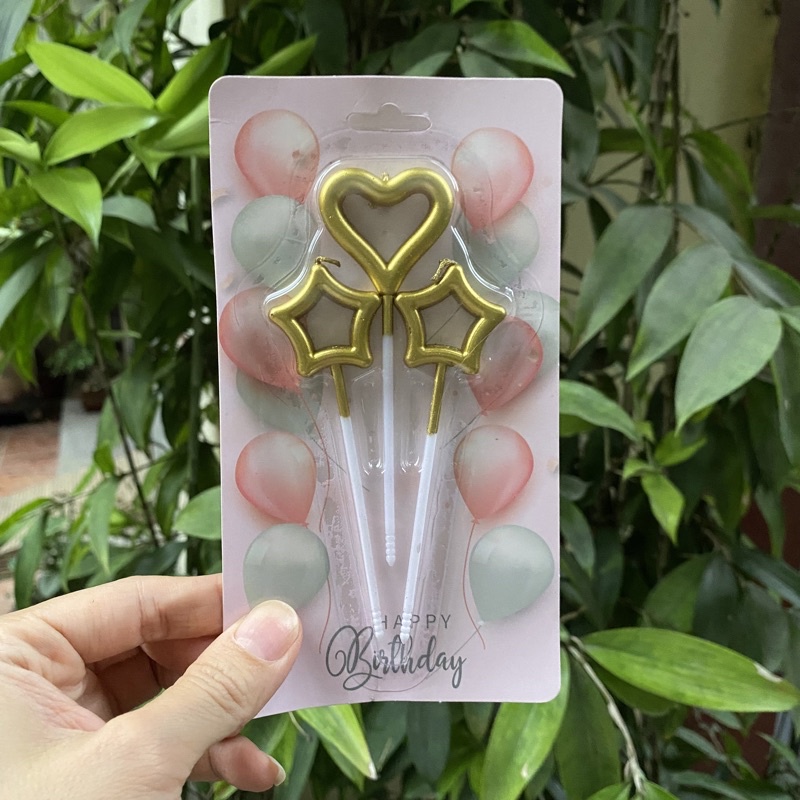 Nến cắm sinh nhật tim + sao