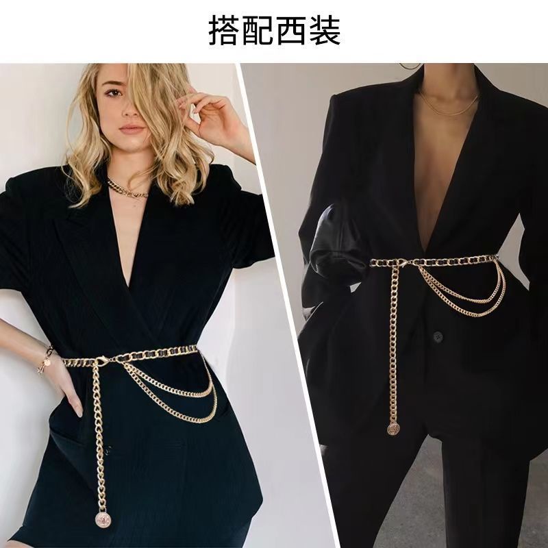 Dây Xích Đeo Thắt Lưng Phối Tua Rua Phong Cách Chanel Thời Trang 2022 Cho Nữ