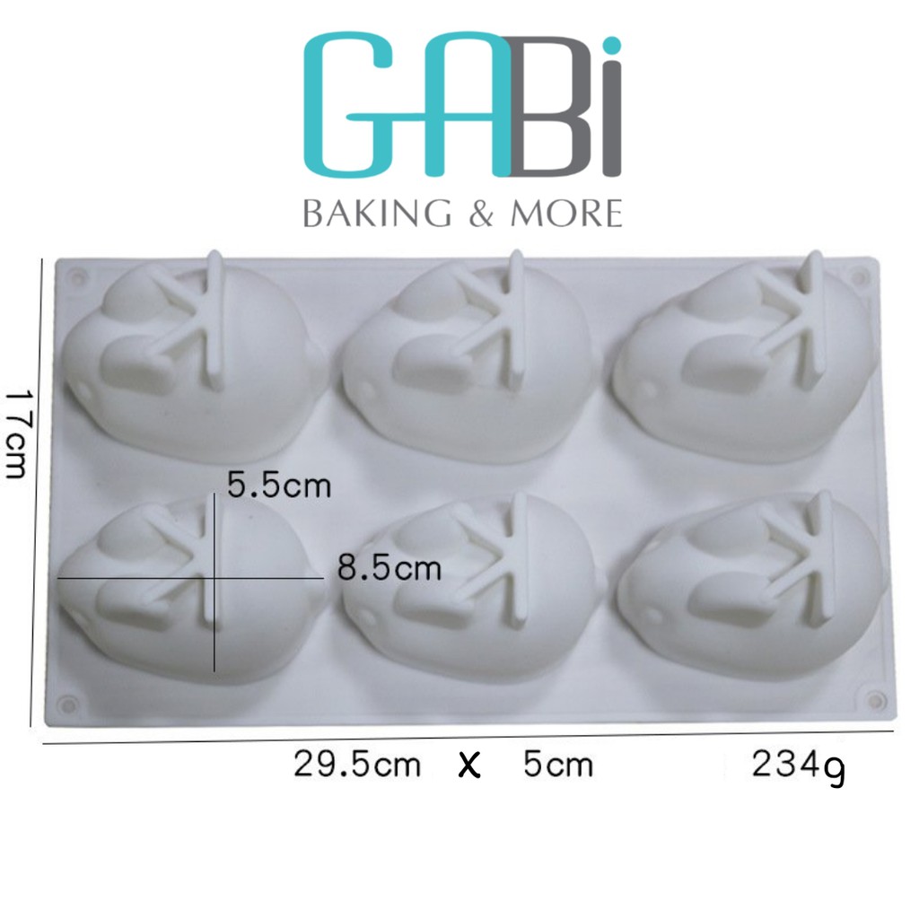 Khuôn silicon 4D 6 ô hình con thỏ