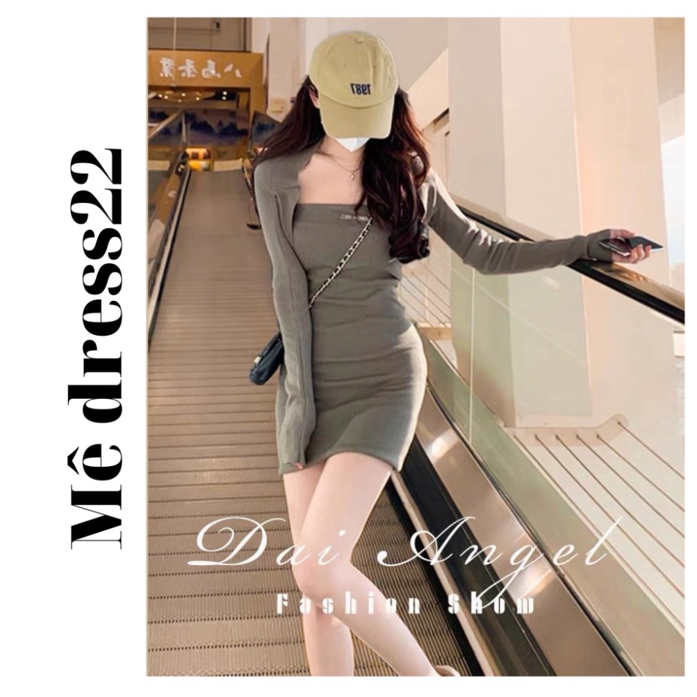 Set váy nữ, đầm ống body kèm áo cardigan dáng croptop Mê dress MSP019