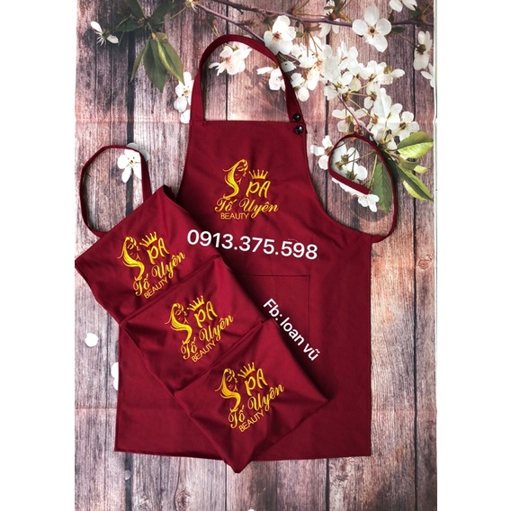 Tạp dề thêu tên logo SPA Nail mi Loại 1