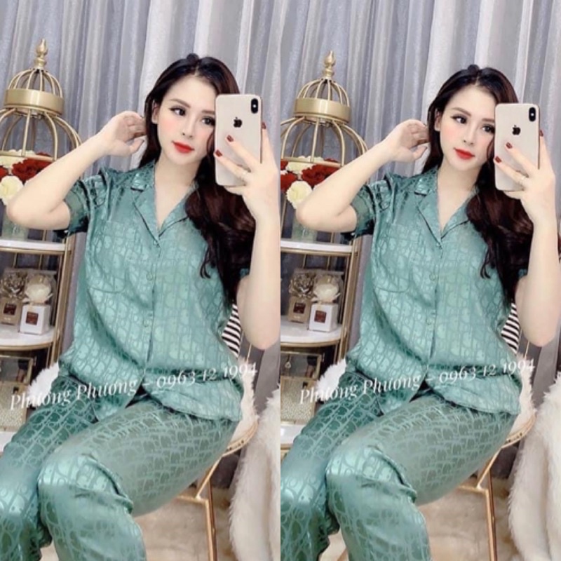 Bộ Pijama Lụa Gấm Tay Ngắn Sang Chảnh