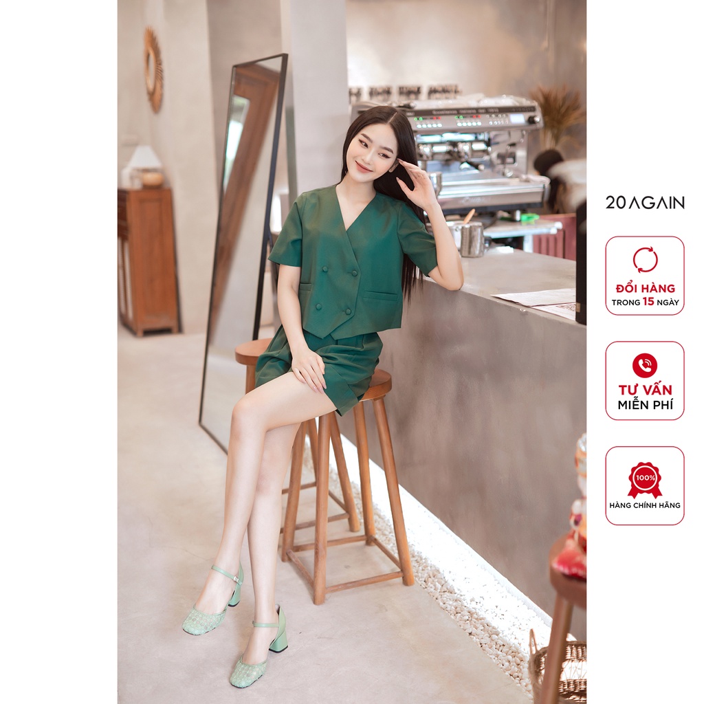 Quần short xếp ly 20AGAIN, thiết kế trẻ trung, năng động SBW1193