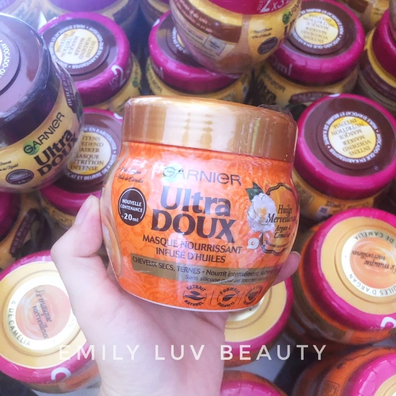 Dầu gội và ủ phục hồi tóc Garnier Argan Oil và hoa trà 250ml bản Đức