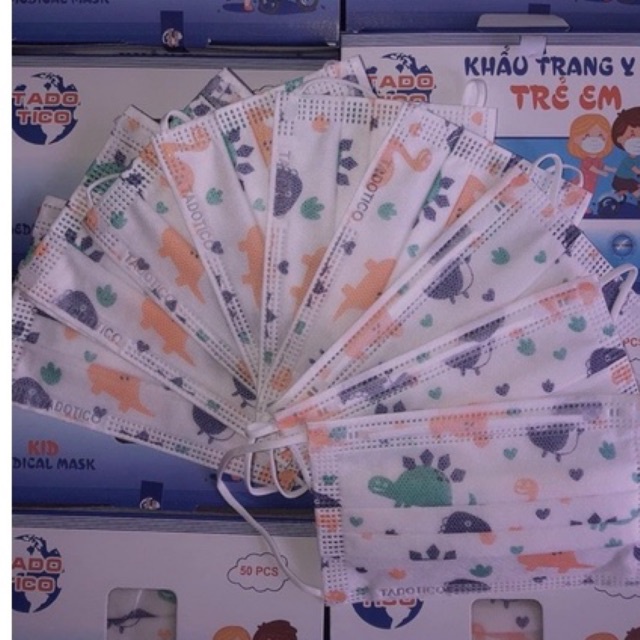 Khẩu trang cho bé y tế kháng khuẩn hộp 50 chiếc , khẩu trang trẻ em mask kid ngăn ngừa khói bụi độc hại