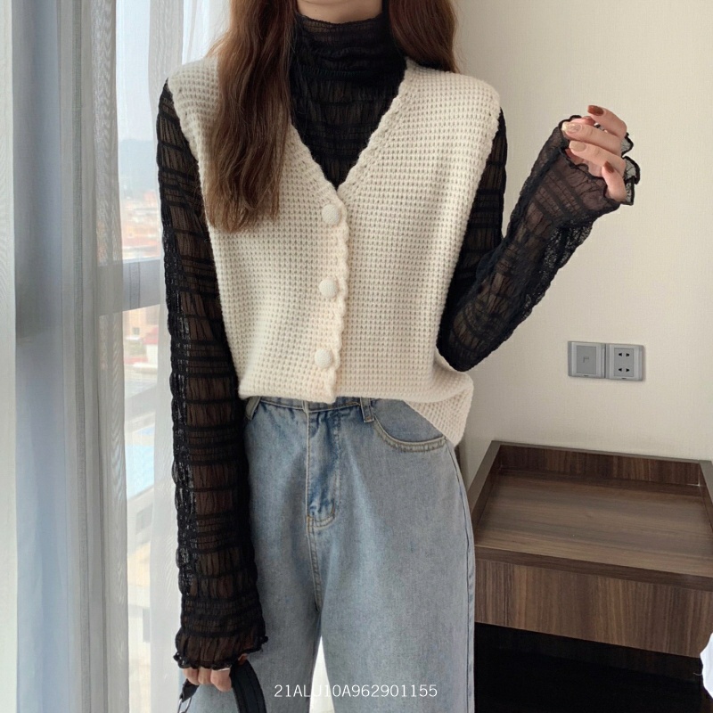Áo len gile 5 nút bọc nữ dáng rộng cardigan màu hàn quốc oversize ulzzang thu đông Fmstyle Saigon 21ALU10A962901 | BigBuy360 - bigbuy360.vn
