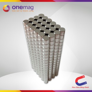 Nam châm đất hiếm loại tròn 4x3mm mạ niken lực từ n35 cực mạnh