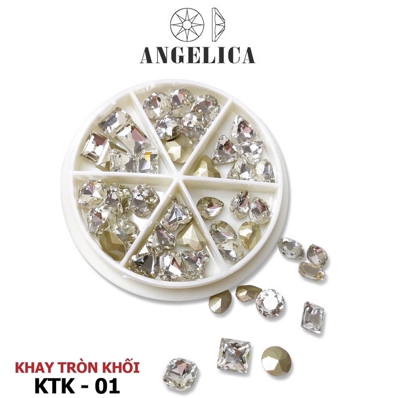 Khay đá khối 36 viên mix màu mix hình- phụ kiện nail trang trí móng