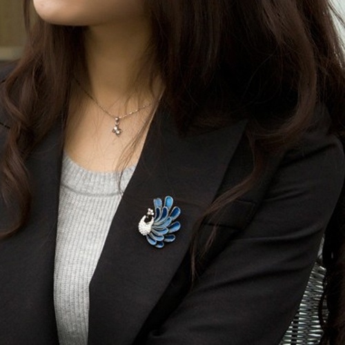 Ghim Cài Áo Hình Con Công Đính Đá Nhân Tạo Thời Trang