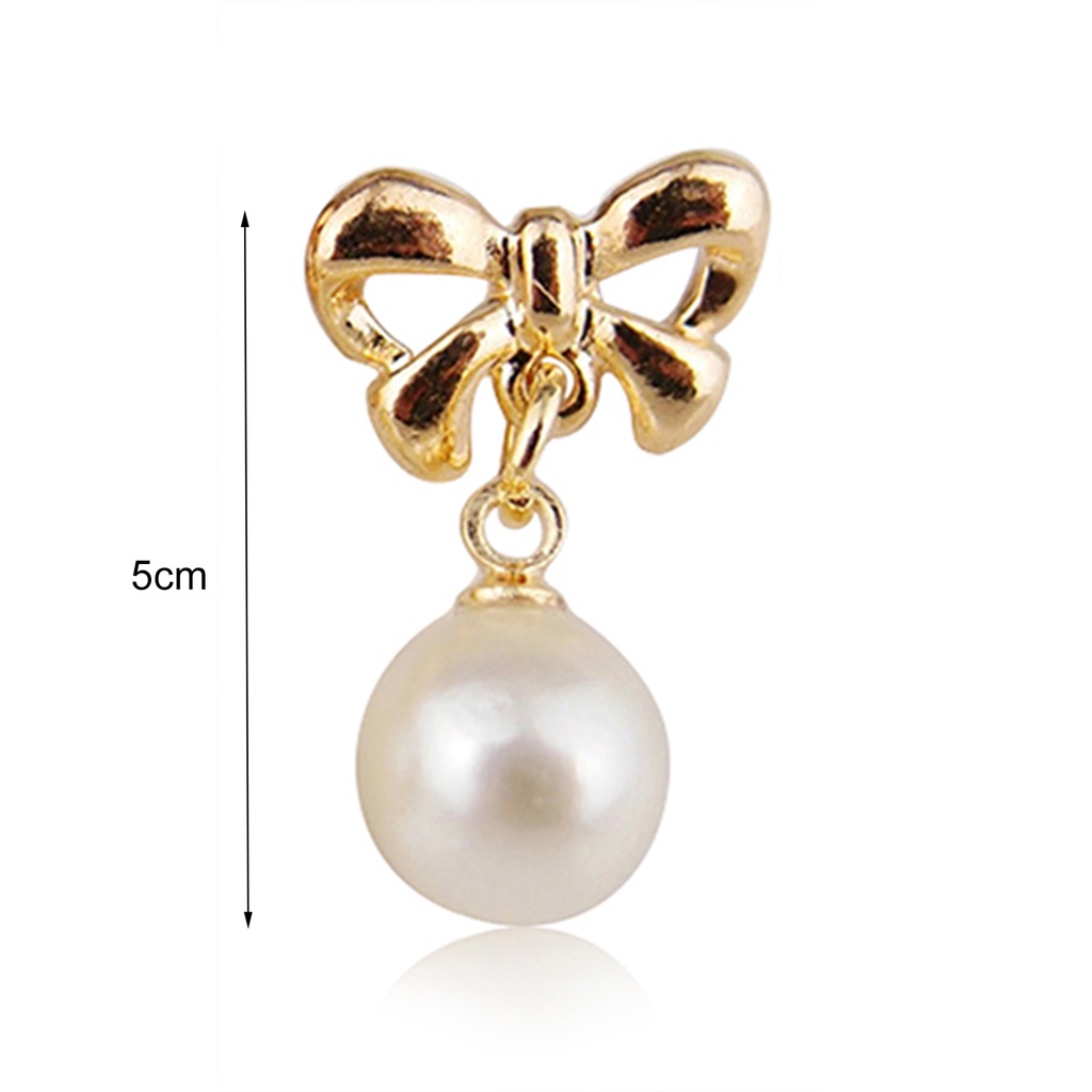 Đôi khuyên tai dài đính nơ và ngọc trai thời trang cho nữ