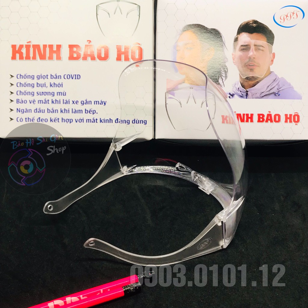 Kính bảo hộ chống giọt bắn chính hãng PPT, Tấm chắn face shield chống dịch