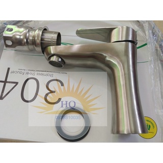 Vòi lavabo nóng lạnh Inox 304 tay đúc kèm dây cấp nóng lạnh