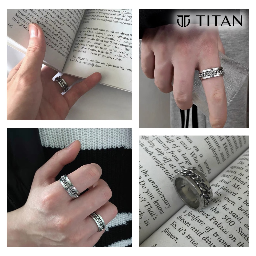 Nhẫn nam nữ xích unisex, nhẫn thời trang màu bạc 925 hiphop cá tính ring titan freesize không gỉ Titan Shop