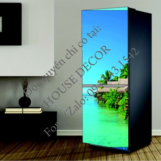 Giấy dán tủ lạnh 🍀 FREESHIP 50k 🍀 GIẢM 5K KHI NHẬP [Decal dán 3D] - Tranh trang trí tủ lạnh Biển xanh