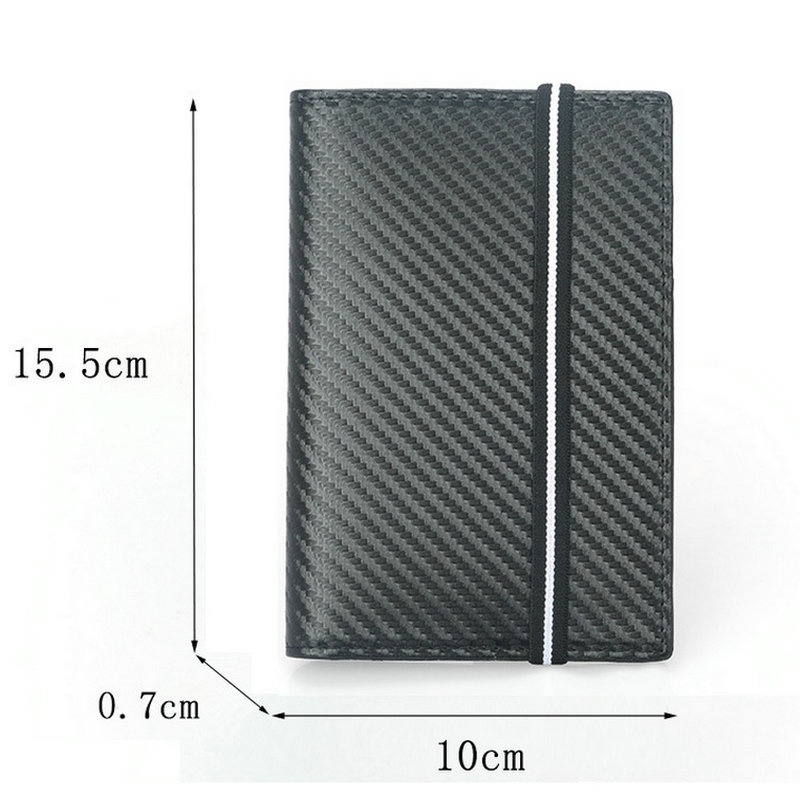 Carbon Fiber Microfiber RFID Passport Cover Leather  Elastic Band Travel Document Wallet  ID Bag Passport Holder