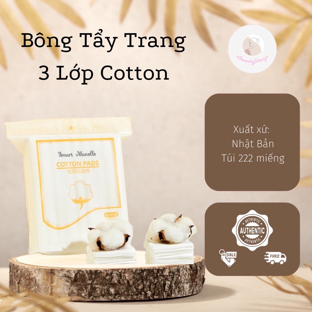 Bông tẩy trang 3 lớp Cotton Pads 222 miếng