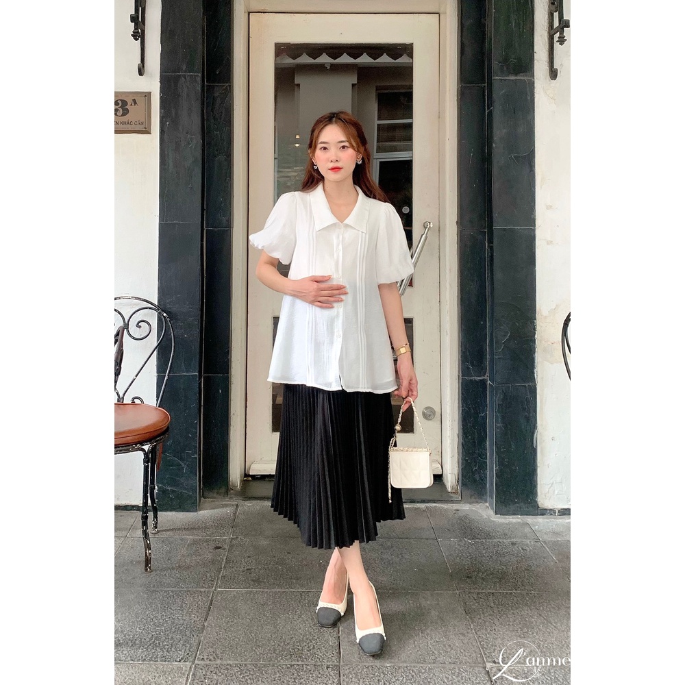 [NEW ARRIVAL] Chân váy bầu công sở dài xếp li quạt có chun rút điều chỉnh vòng bụng thoải mái thiết kế bởi L'amme