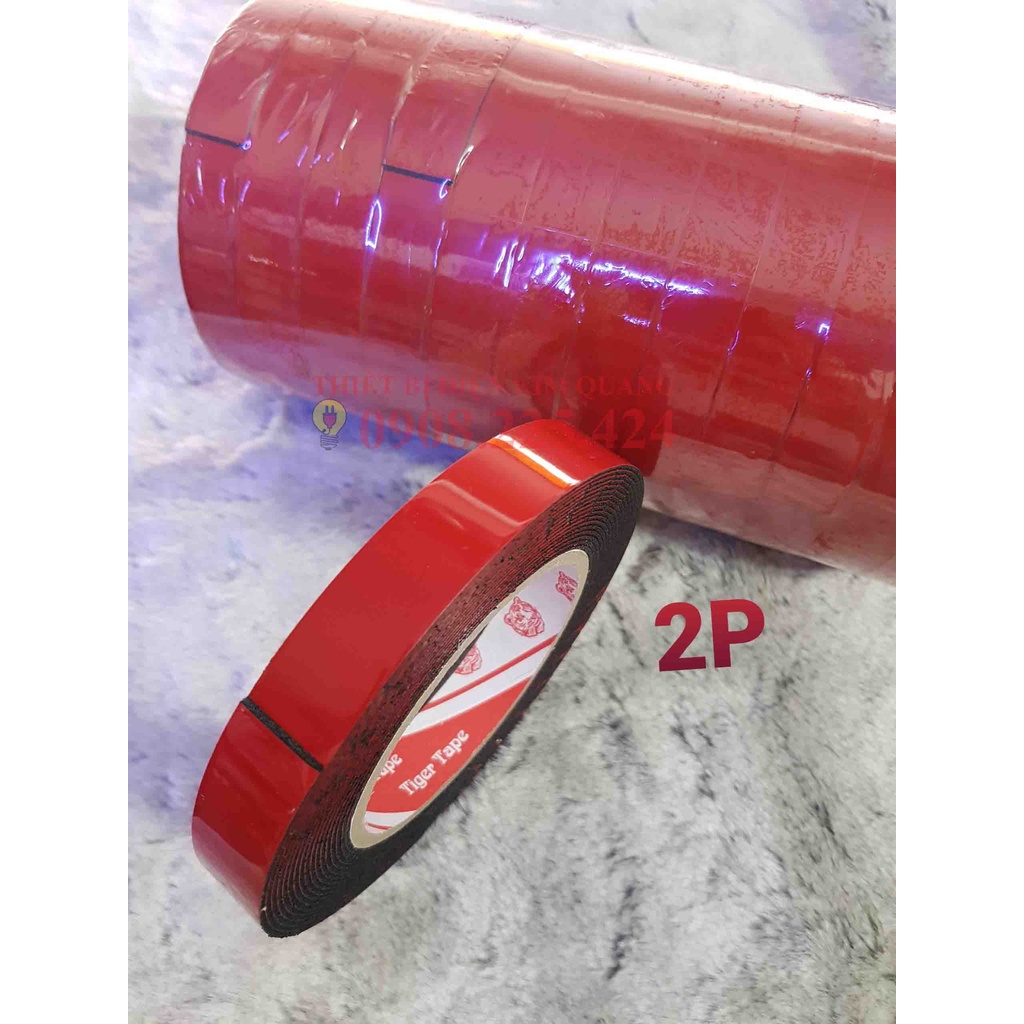 Cuộn băng keo xốp 2 mặt màu đỏ SIÊU DÍNH , cuộn dài 6M