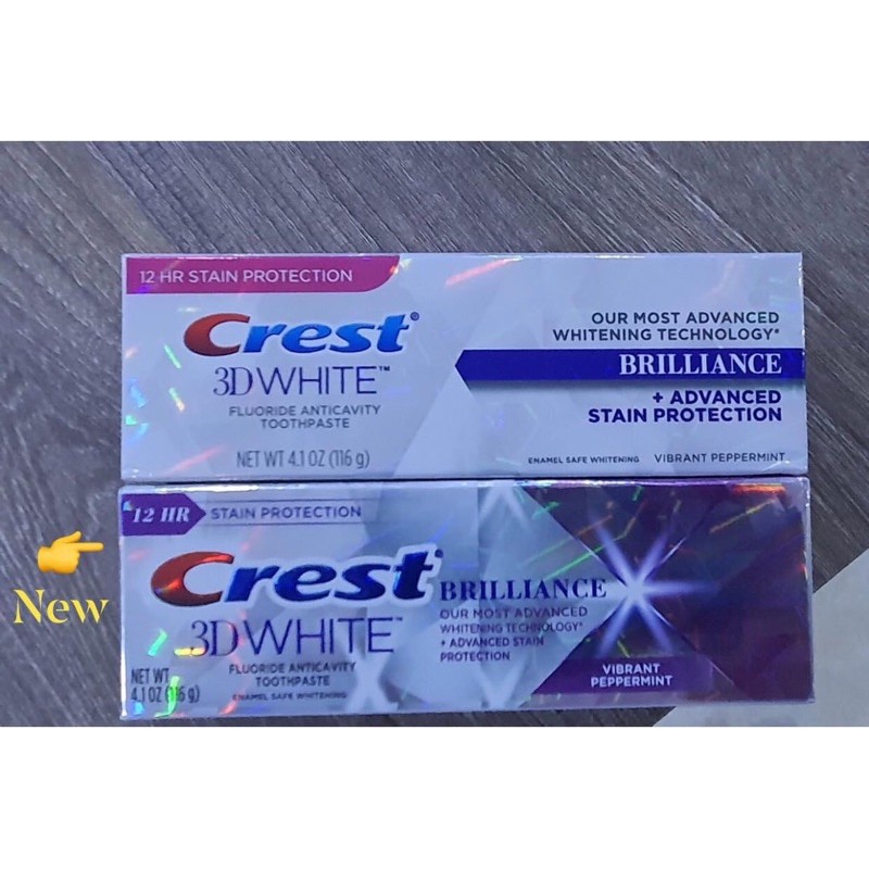 Kem đánh răng crest 3D  ❤ FREESHIP ❤ Crest 3D White Brilliance 116gr – Kem trắng răng crest hộp