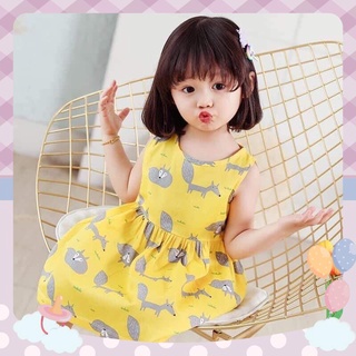 Váy Hoạ tiết Dễ Thương Cho bé Mặc Ở Nhà Hoặc đi học đều được, Dành cho bé gái 2-6 tuổi từ 8-25kg