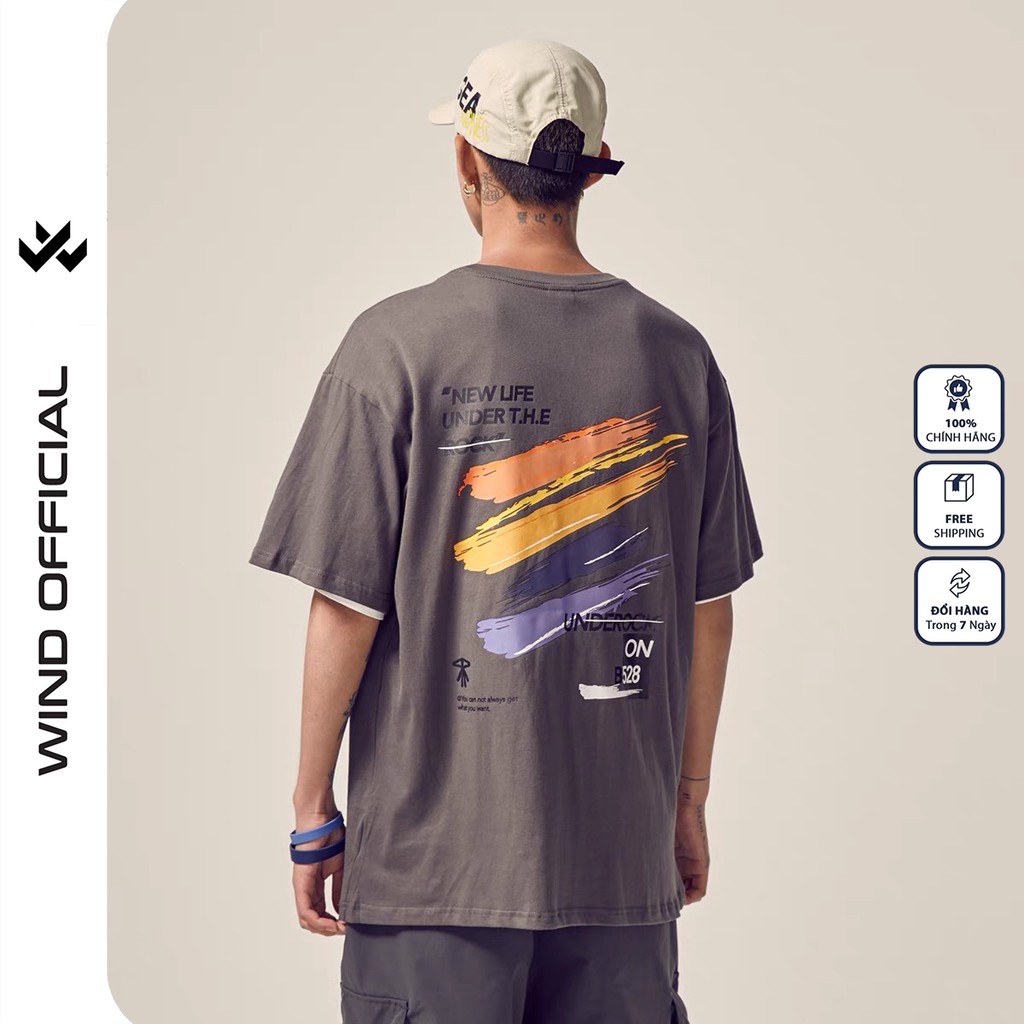 Áo thun tay lỡ WIND phông unisex form rộng B814 nam nữ cotton ulzzang oversize
