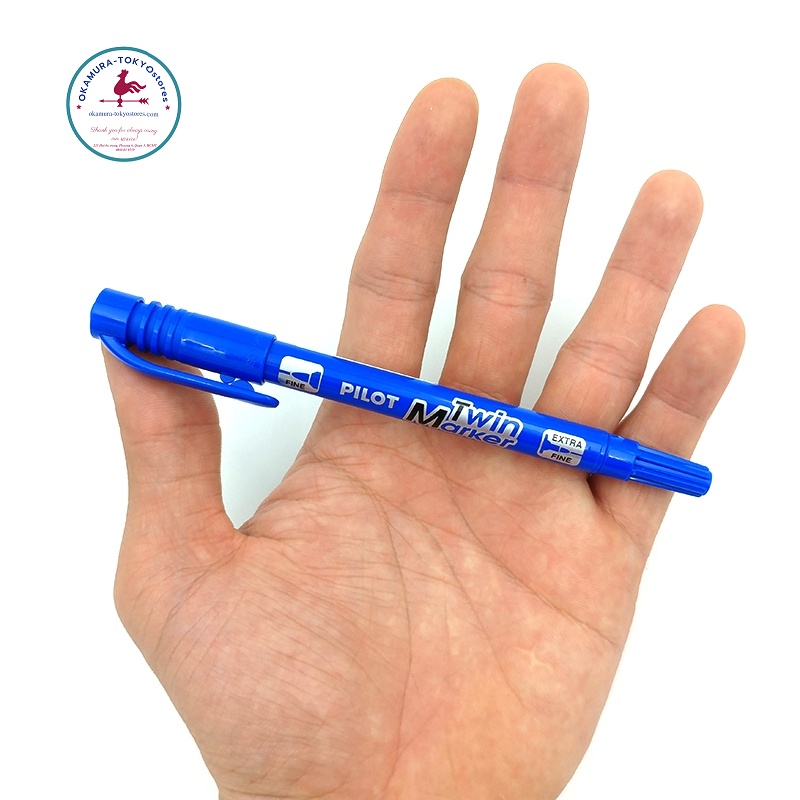 Bút lông dầu màu xanh twin marker, Pilot, viết êm đa năng bám dính trên mọi bề mặt, ngòi 0.8~2.0mm