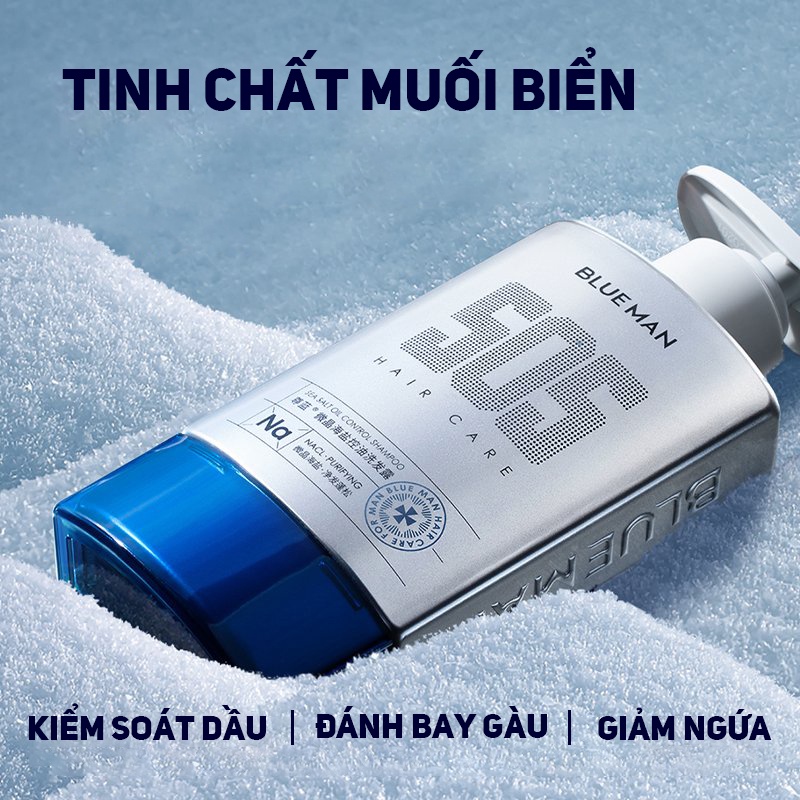 Combo Tắm Gội Muối Biển Nam BLUEMAN - Ngừa Mụn Lưng, Ngăn Ngừa Gàu - ZL174 ZL134