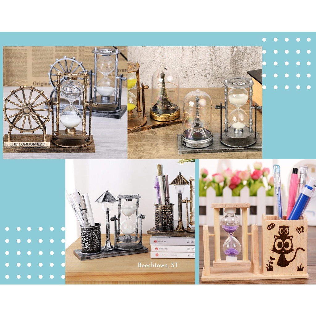 Đồng hồ cát mô hình tháp eiffel có đèn phát sáng - vật dụng trang trí, quà tặng ý nghĩa
