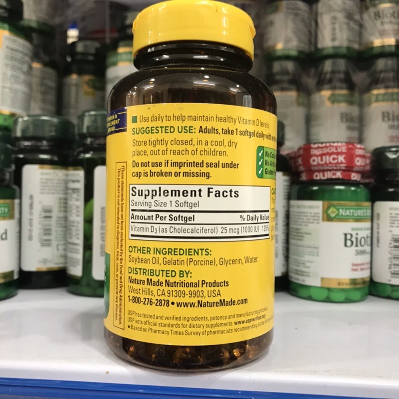 Viên Uống Bổ Sung Vitamin Nature Made Vitamin D3 650v (mẫu mới )– Mỹ date 01/2023 | BigBuy360 - bigbuy360.vn