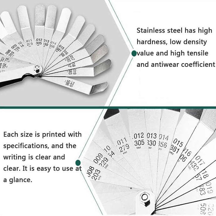 ❤️FREESHIP❤️ Bộ thước đo khe hở inox 0.127-0.508mm - thước lá đo khe hở - thước căn lá bằng thép không gỉ
