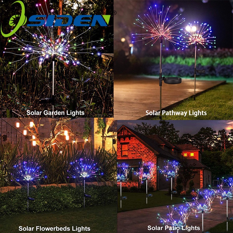 Đèn OSIDEN năng lượng mặt trời hình pháo hoa hiệu ứng ánh sáng 60/ 120/ 150/ 200leds 8 chức năng trang trí bãi cỏ