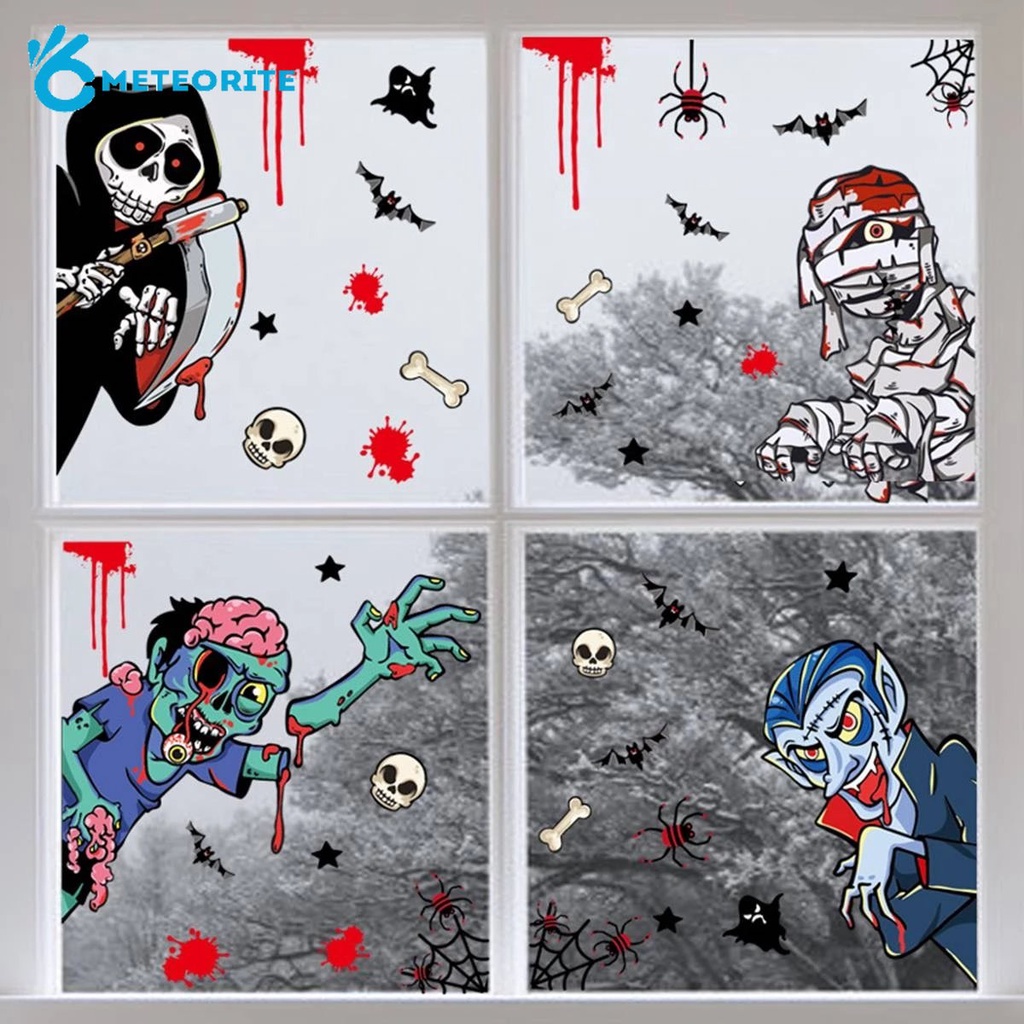 1 Tấm Sticker Dán Tường Tự Dính Họa Tiết Halloween Dễ Thương Bắt Mắt