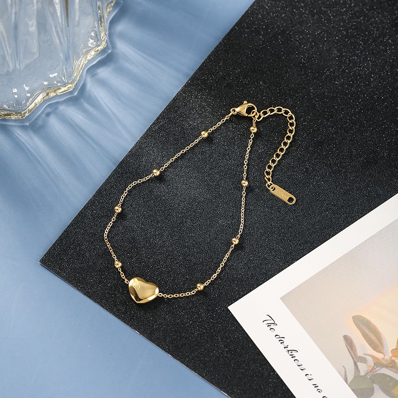 Lắc chân tim titan dễ thương