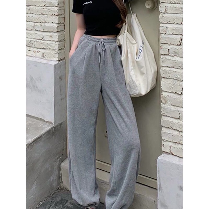 Quần jogger nữ ống rộng thể thao quần tập gym Bigsize phong cách ulzzang QJ432. AMELIASHOP