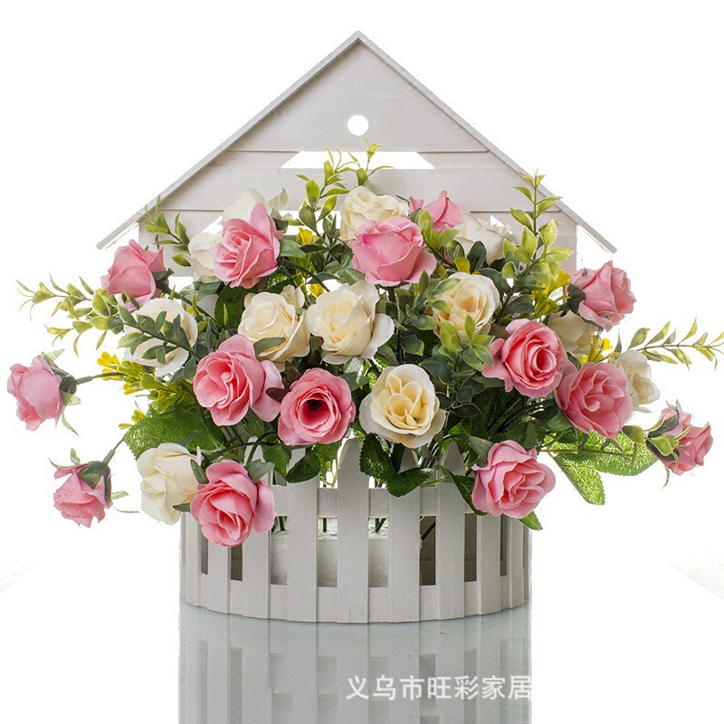 Kệ hoa treo tường trưng hoa giả hình ngôi nhà