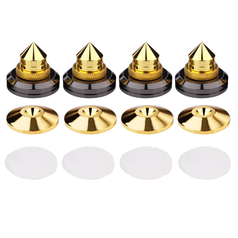 Set 4 đầu nhọn loa mạ vàng với chân đế cách ly loa