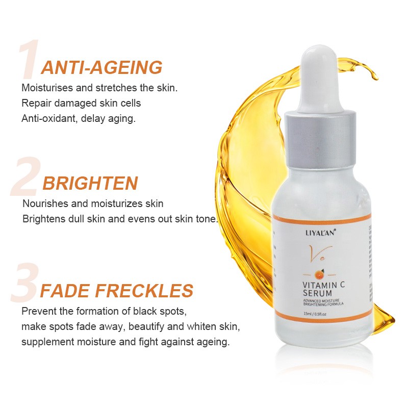 Serum vitamin C LIYALAN dưỡng ẩm se khít lỗ chân lông chống lão hóa làm trắng da mặt cao cấp 15ml