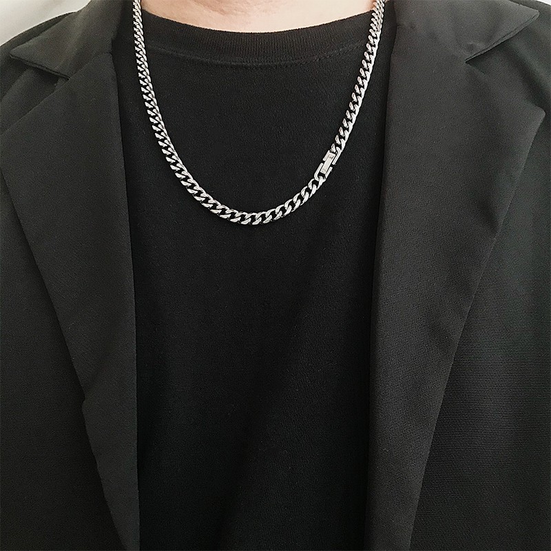 Dây chuyền bằng thép titan kiểu dáng đơn giản hợp thời trang hip hop sành điệu