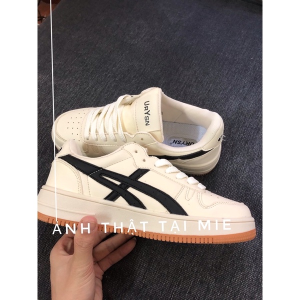 𝗺𝗶𝗲 𝘀𝘁𝘂𝗱𝗶𝗼 - ẢNH THẬT TẠI MIE Giày thể thao sneakers viền đế nâu kẻ sọc đen