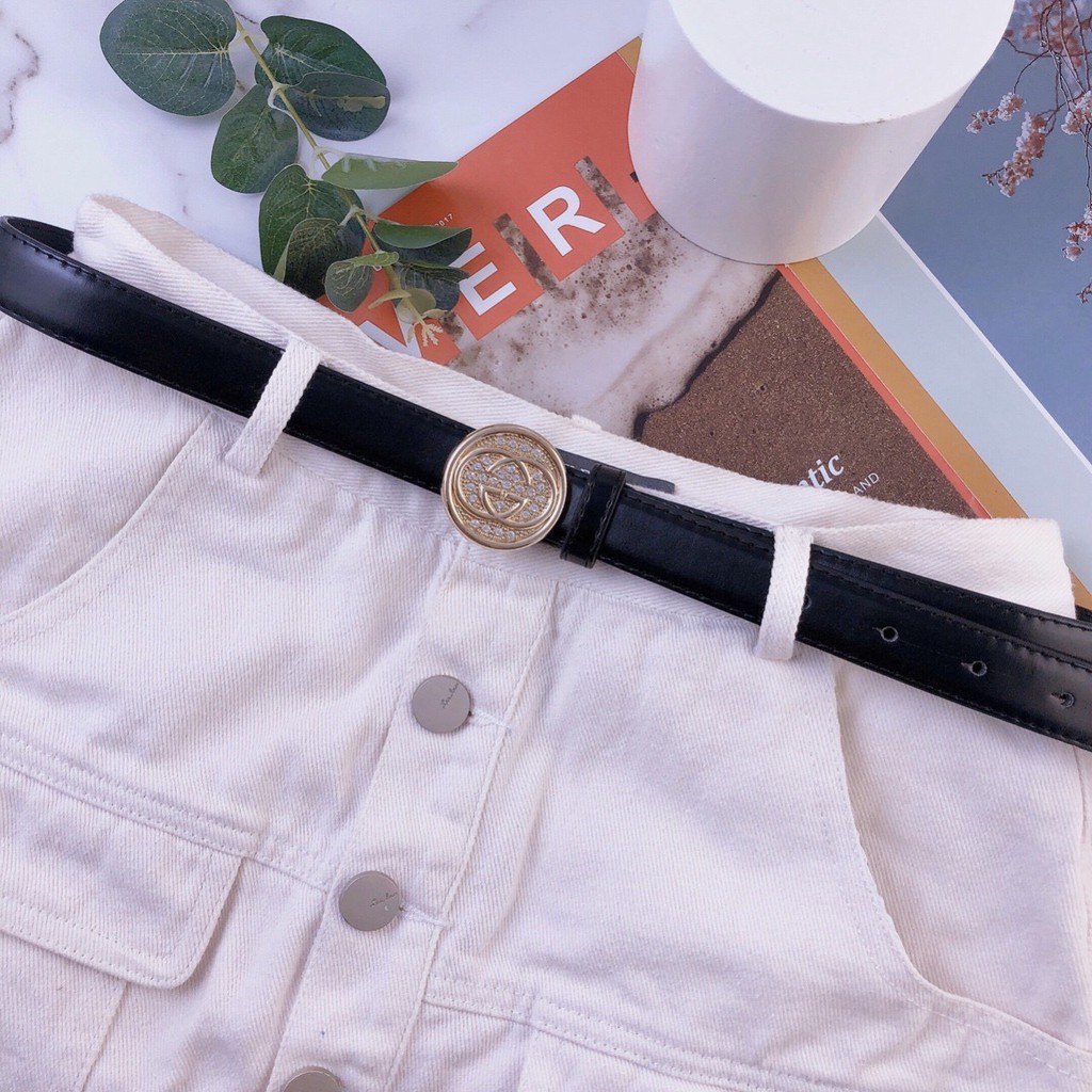 dây nịt thắt lưng bản 2,5cm siêu hot G đính hạt tròn hot hit