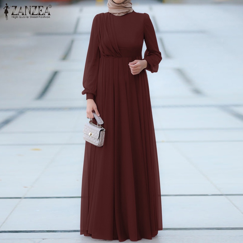 Đầm dài Zanzea tay phối nút thời trang dành cho nữ