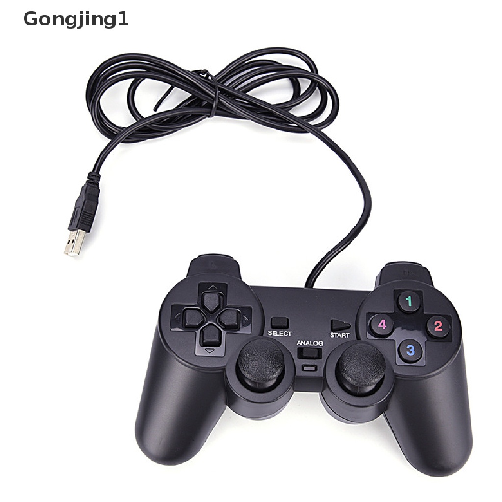 Gongjing1 Black USB Dual Shock PC Computer Wired Gamepad Game Controller Joystick VN