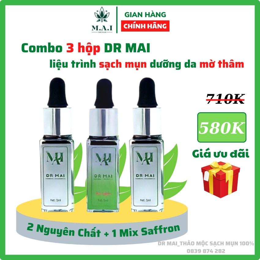 Dr Mai combo 3 hộp serum mụn Dr Mai nguyên chất và mix safron 5ml lựa chọn hiệu quả cho da mụn thâm