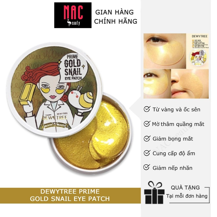 [Chính hãng] Mặt nạ mắt DewyTree Prime GOLD SNAIL Eye Patch 60 miếng - NAC BEAUTY