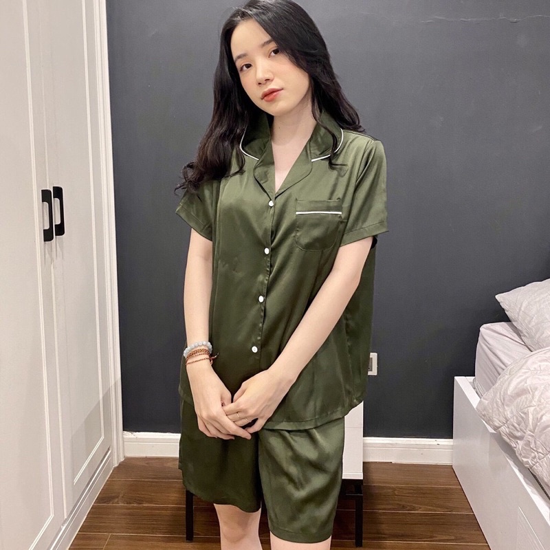 [Hàng đẹp giá rẻ] Bộ Pijama Lụa Trơn Latin cộc tay hàng đẹp thiết kế mềm mịn thấm hút mồ hôi