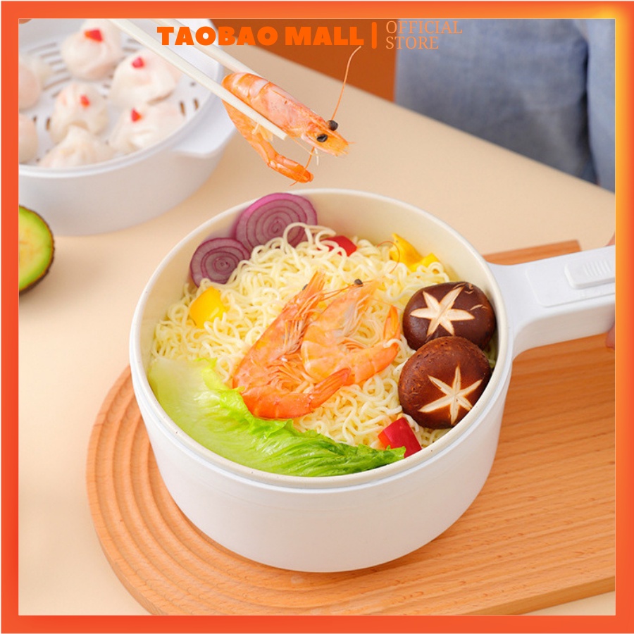 Nồi Lẩu Điện Đa Năng, Nồi Lẩu Mini LKèm Xửng Hấp, Chống Dính, Có Thể Chiên, Xào, Nấu ăn, nấu cơm, nấu lẩu