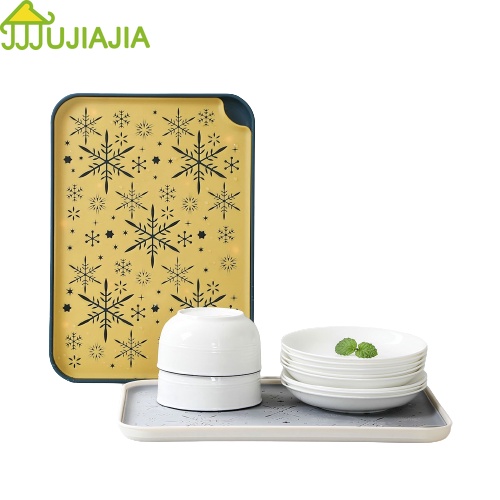 Khay nhựa để cốc JUJIAJIA hình chữ nhật hai lớp tháo rời được có lỗ thoát nước sáng tạo