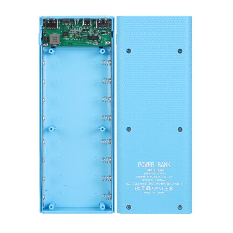 Vỏ Pin Sạc Dự Phòng Hai Cổng Usb Qc3.0 Màn Hình Lcd 8x18650 Không Kèm Pin Sạc Dự Phòng